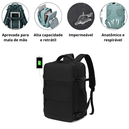 Mochila para viaje aprobada para avión - Resistente al agua