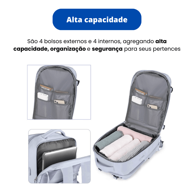 Mochila para viaje aprobada para avión - Resistente al agua