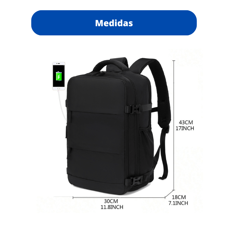 Mochila para viaje aprobada para avión - Resistente al agua